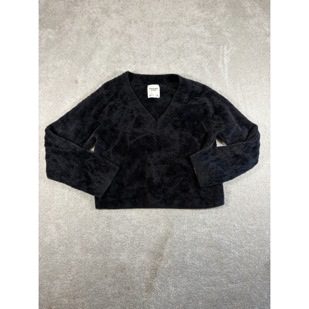 abercrombie‎ black fuzzy sweater medium soft cozy
